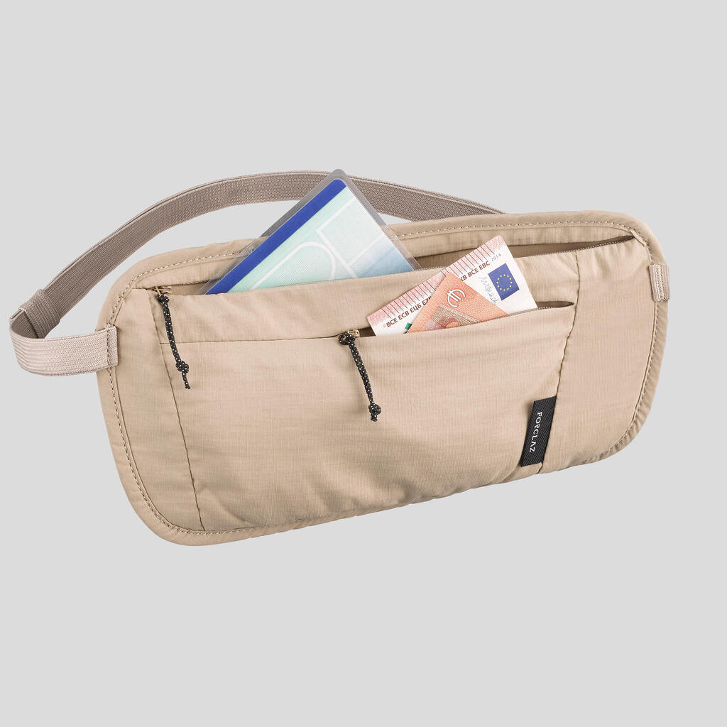 Sac banane discret de trekking voyage TRAVEL RFID beige